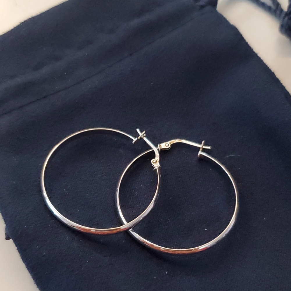 14k Italian real White Gold hoops